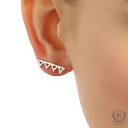 Sterling Silver Triangles Ear Cuffs, White Gold Plated - Nusrettaki (1)