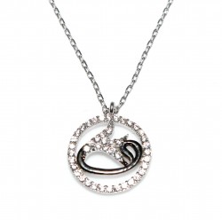 Sterling Silver Tulip Vav Circle Pendant Necklace - Nusrettaki
