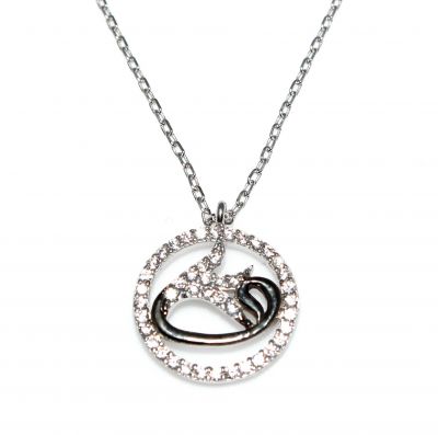 Sterling Silver Tulip Vav Circle Pendant Necklace - 1