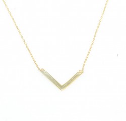 Sterling Silver V Necklace, Gold Plated - 8