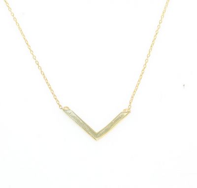 Sterling Silver V Necklace, Gold Plated - 8