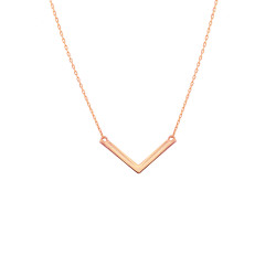 Sterling Silver V Necklace, Gold Plated - 6