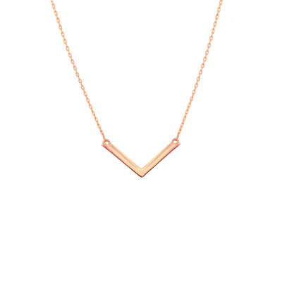 Sterling Silver V Necklace, Gold Plated - 6