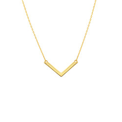 Sterling Silver V Necklace, Gold Plated - 7