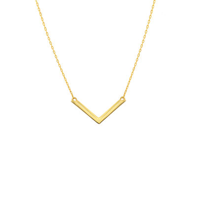 Sterling Silver V Necklace, Gold Plated - 7