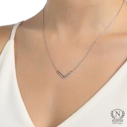 Sterling Silver V Necklace, Gold Plated - Nusrettaki