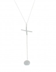 Sterling Silver X & Circle Y- Necklace, White Rhoidum Plated - Nusrettaki (1)