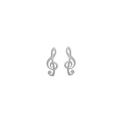 Sterlins Silver Tiny Treble Clef Stud Earrings - Gold - 6