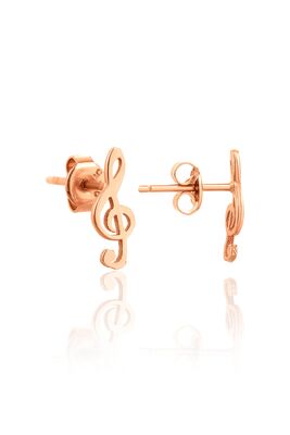 Sterlins Silver Tiny Treble Clef Stud Earrings - Gold - 4