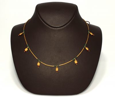 Strand Dew Necklace in 24K Gold with Jade & Ruby - 2