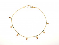 Nusrettaki - Strand Dew Necklace in 24K Gold with Jade & Ruby