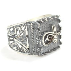 Sultan Signature Hand Carved Silver Men’s Ring - 2