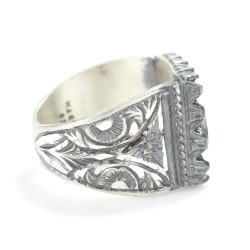 Sultan Signature Hand Carved Silver Men’s Ring - 3