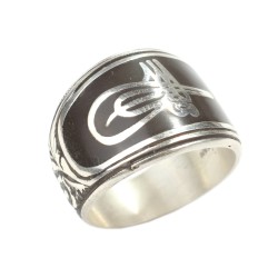 Sultan Signature Hand Carved Silver Ring For Men - Nusrettaki (1)