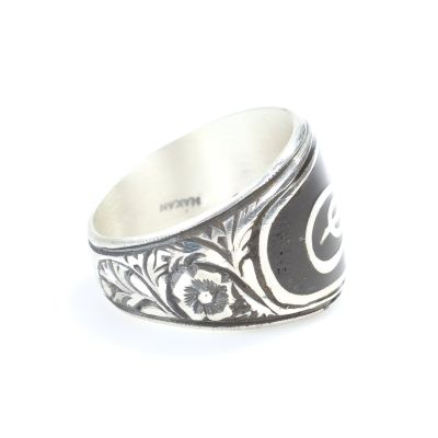 Sultan Signature Hand Carved Silver Ring For Men - 3