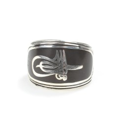 Sultan Signature Hand Carved Silver Ring For Men - 4