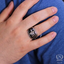Sultan Signature Hand Carved Silver Ring For Men - Nusrettaki
