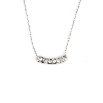 925 Ayar Gümüş Aurora Taşlı Kolye, Beyaz - Beyaz Sarı Taş - 2