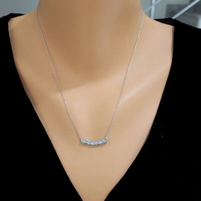 925 Ayar Gümüş Aurora Taşlı Kolye, Beyaz - Beyaz Sarı Taş - 1