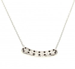 925 Ayar Gümüş Taşlı Aurora Kolye, Beyaz - Beyaz Siyah Taş - 3