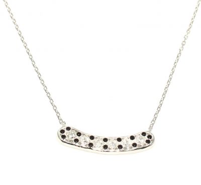 925 Ayar Gümüş Taşlı Aurora Kolye, Beyaz - Beyaz Siyah Taş - 3