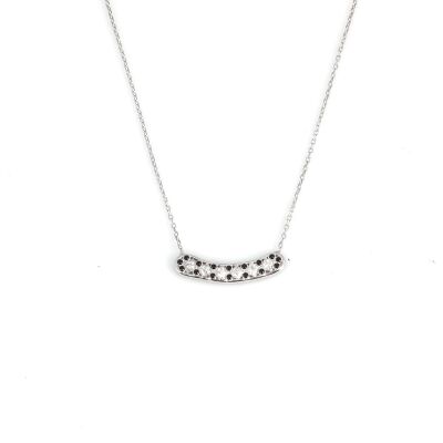 925 Ayar Gümüş Taşlı Aurora Kolye, Beyaz - Beyaz Siyah Taş - 2