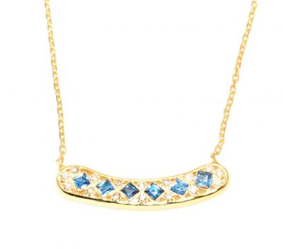 925 Ayar Gümüş Taşlı Aurora Kolye, Sarı - Mavi Beyaz Taş - 3