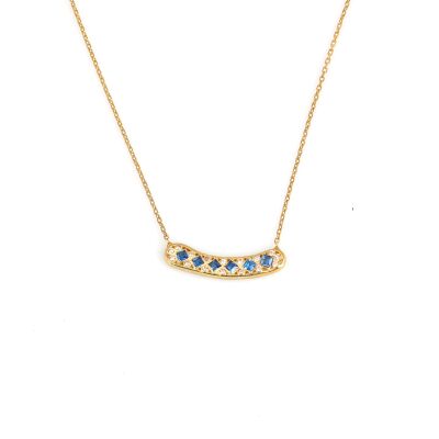 925 Ayar Gümüş Taşlı Aurora Kolye, Sarı - Mavi Beyaz Taş - 2