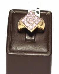 14K Gold Square Ring with Pink Cz - 8