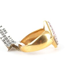 14K Gold Square Ring with Pink Cz - 3