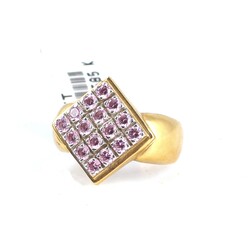 14K Gold Square Ring with Pink Cz - 4