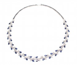 Tennis Fancy Necklace White - White Blue Stone - Nusrettaki