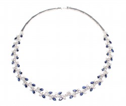 Tennis Fancy Necklace White - White Blue Stone - 1