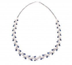 Tennis Fancy Necklace White - White Blue Stone - 3