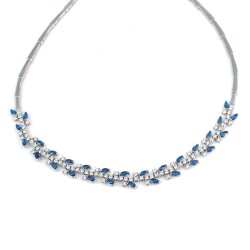 Tennis Fancy Necklace White - White Blue Stone - 3