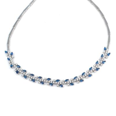 Tennis Fancy Necklace White - White Blue Stone - 3