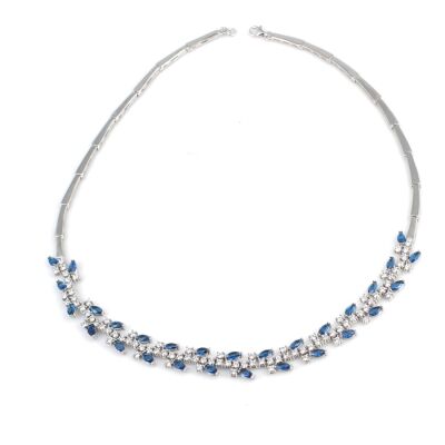 Tennis Fancy Necklace White - White Blue Stone - 2