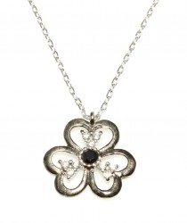 925 Ayar Gümüş Siyah Taşlı Çiçek Kolye - Nusrettaki (1)