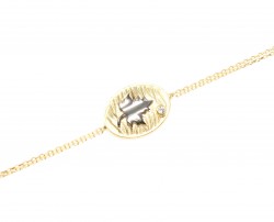 Vine Leaf on Oval Plate Sterling Silver Bracelet, Gold Vermeil - 5
