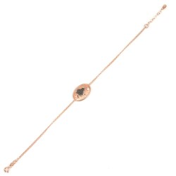 Vine Leaf on Oval Plate Sterling Silver Bracelet, Rose Gold Vermeil - 5