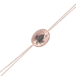 Vine Leaf on Oval Plate Sterling Silver Bracelet, Rose Gold Vermeil - 4