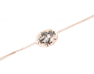 Vine Leaves on a Plate Sterling Silver Bracelet, Rose Gold Vermeil - 2