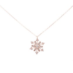 White CZ. 925 Sterling Silver Snowflake Necklace - 7