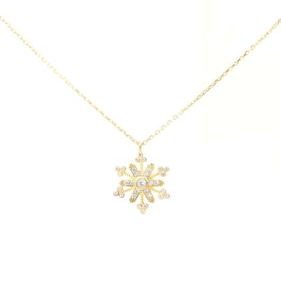 White CZ. 925 Sterling Silver Snowflake Necklace - 3