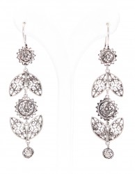 925 Silver Gypsy Style Dangle Filigree Earrings - Nusrettaki