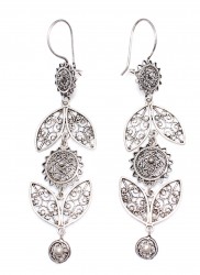 925 Silver Gypsy Style Dangle Filigree Earrings - Nusrettaki (1)