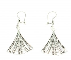 925 Silver Filigree Drop Earrings Women's Skirt Model - Nusrettaki (1)