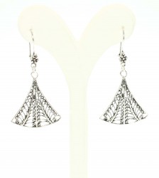 925 Silver Filigree Drop Earrings Women's Skirt Model - Nusrettaki