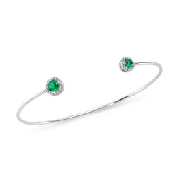 Nusrettaki - 14K Gold Diamond Cuff Bracelet with Emerald
